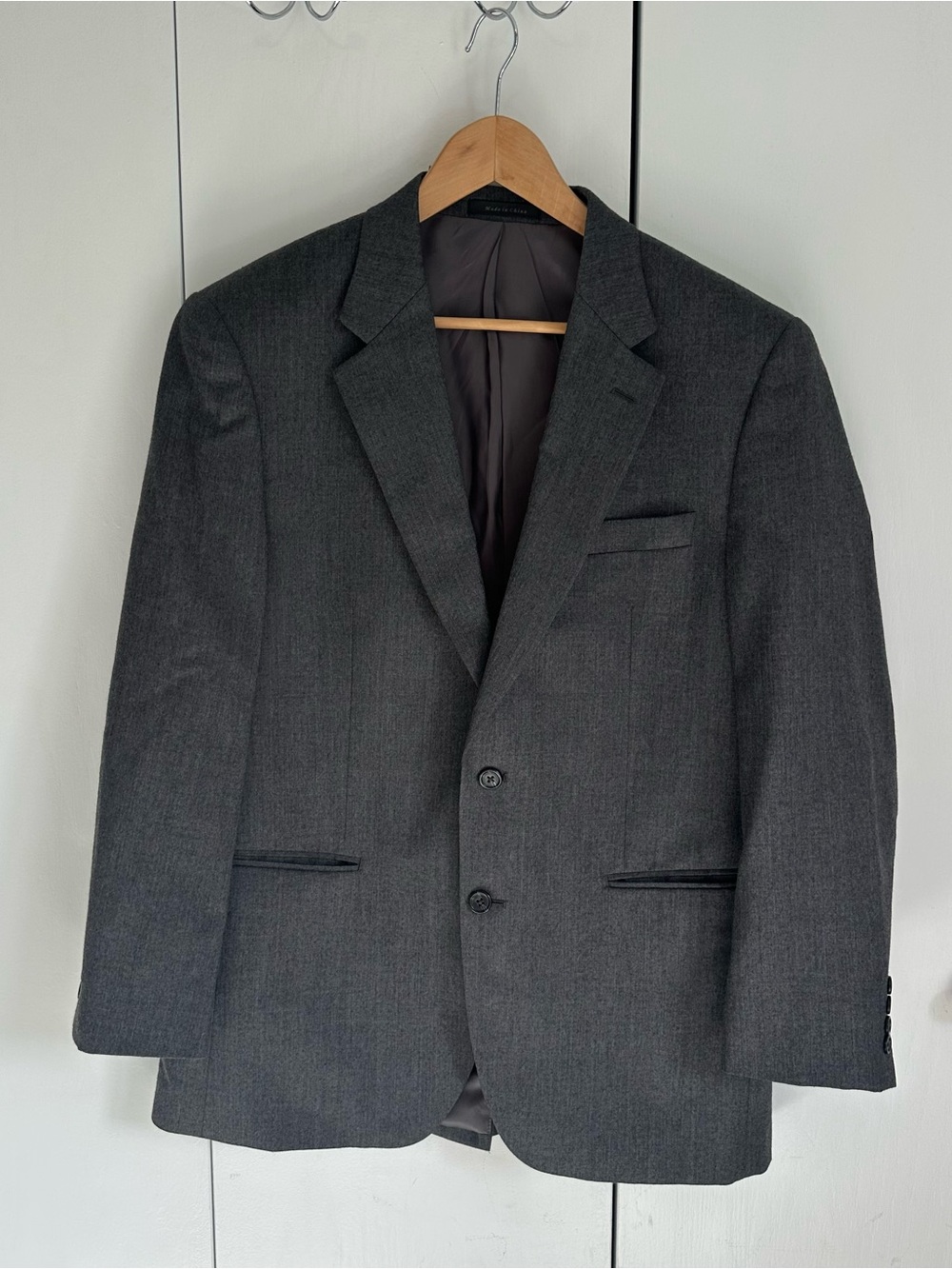 CHAPS Mens Dark Gray 100% Wool Suit Jacket Sport Coat Blazer Size 42R
